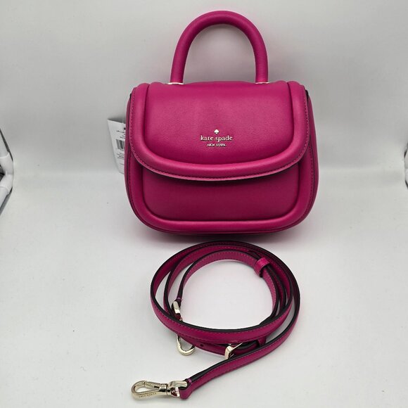 Kate Spade Puffy Mini Top Handle Crossbody KB705 Deep Hibiscus